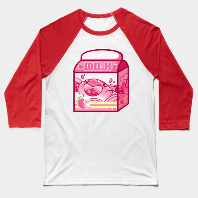 Strawberry Milk Baseball T-Shirt by SharksnDonuts